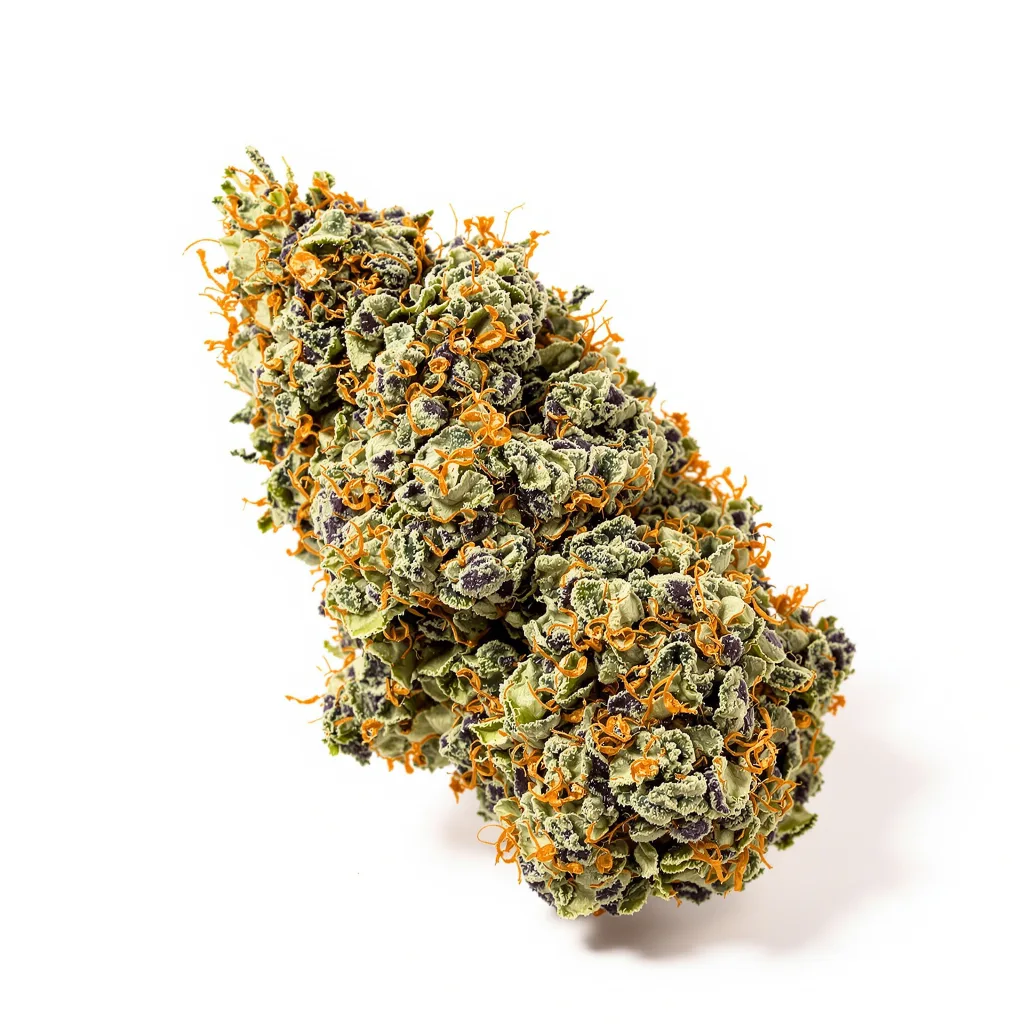 Dr. Funk 72% Indica / 28% Sativa — Blüte mit sichtbaren Trichomen