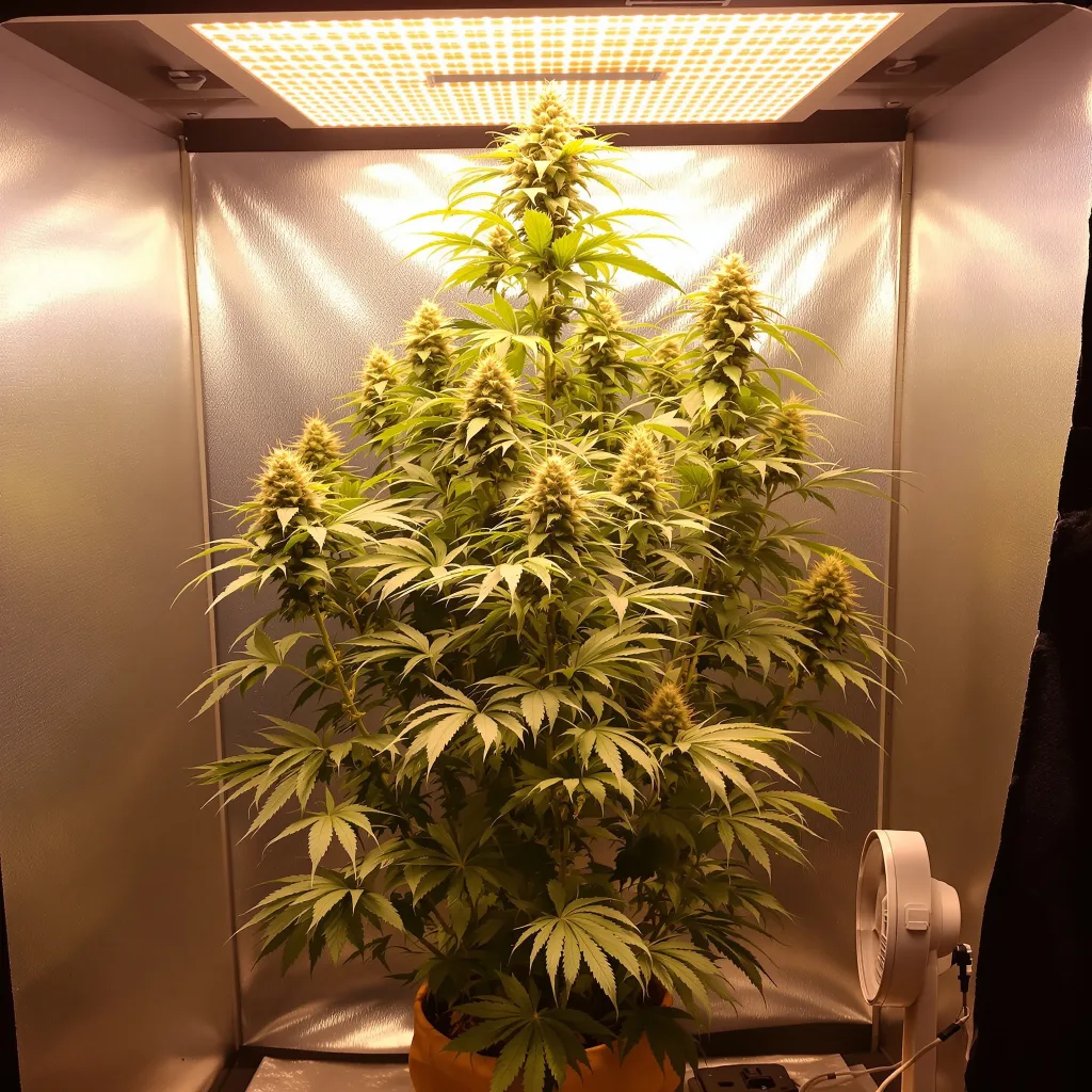 Durban Poison 50% Indica / 90% Sativa — Blüte mit sichtbaren Trichomen