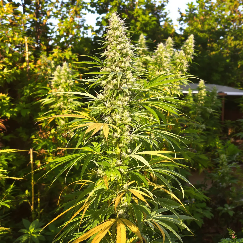 Durban Poison 50% Indica / 90% Sativa — Blüte mit sichtbaren Trichomen