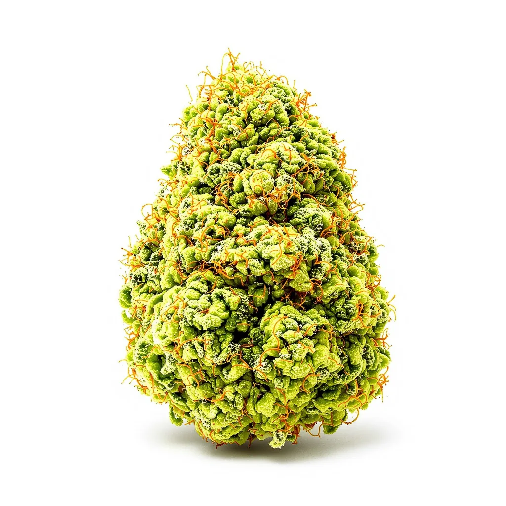 Durban Poison 50% Indica / 90% Sativa — Blüte mit sichtbaren Trichomen