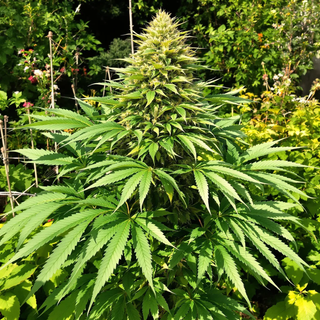 Dutch Treat 68% Indica / 32% Sativa — Blüte mit sichtbaren Trichomen