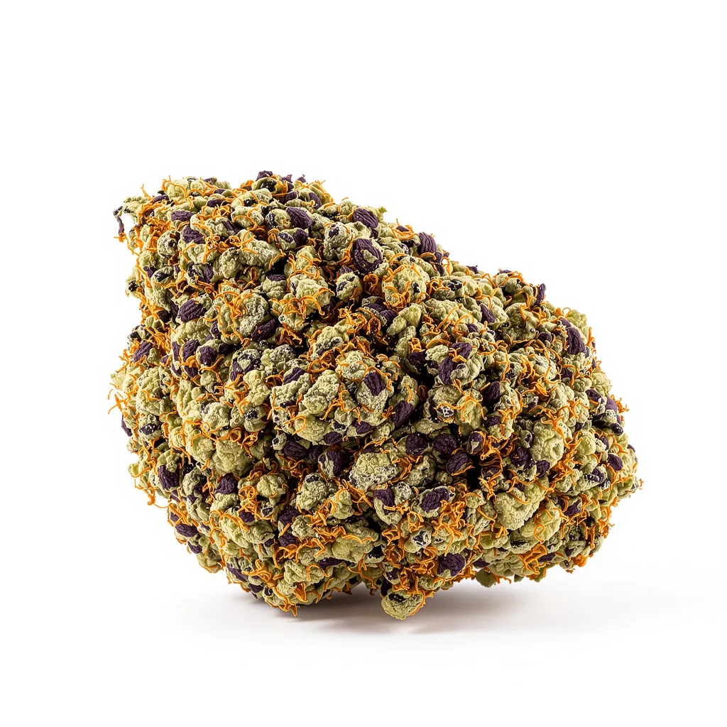 Dutch Treat 68% Indica / 32% Sativa — Blüte mit sichtbaren Trichomen
