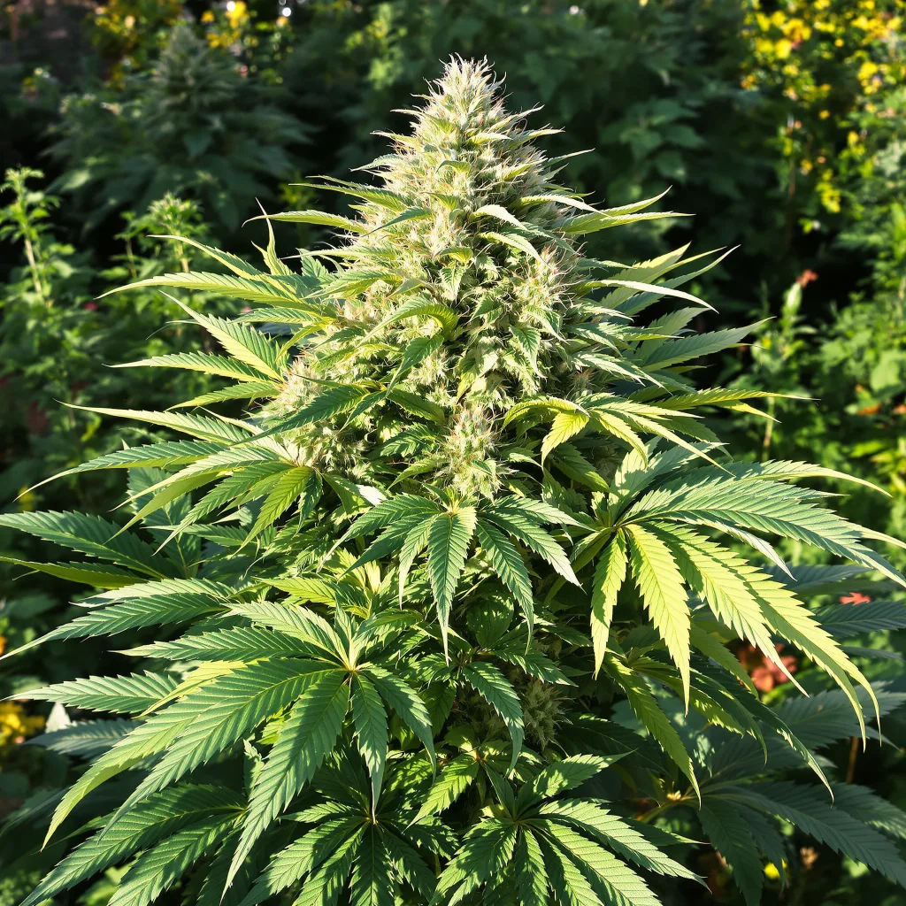 Dynamite 85% Indica / 15% Sativa — Blüte mit sichtbaren Trichomen