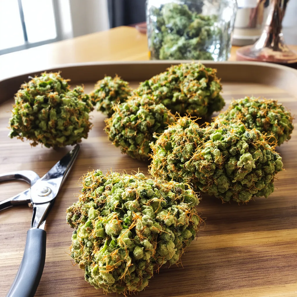 East Coast Sour Diesel 24% Indica / 76% Sativa — Blüte mit sichtbaren Trichomen