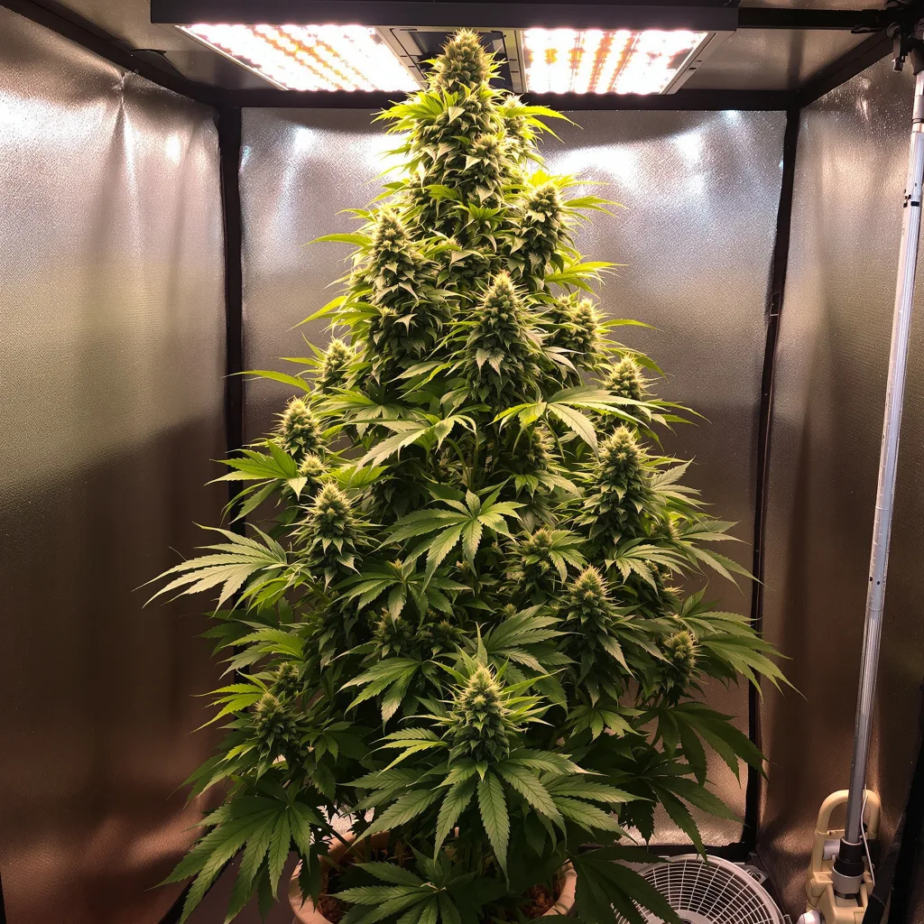 East Coast Sour Diesel 24% Indica / 76% Sativa — Blüte mit sichtbaren Trichomen