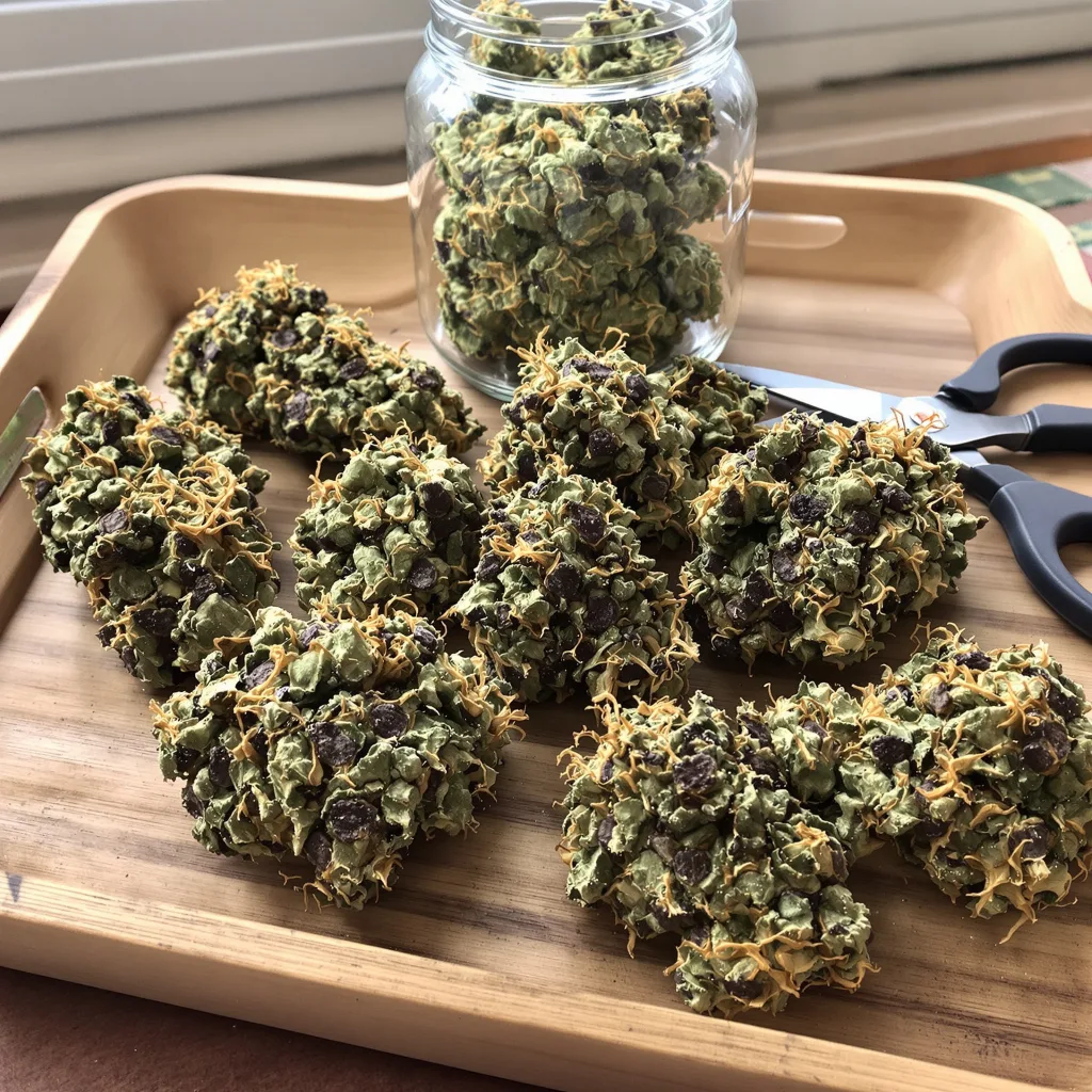 Ecto Cooler 77% Indica / 23% Sativa — Blüte mit sichtbaren Trichomen