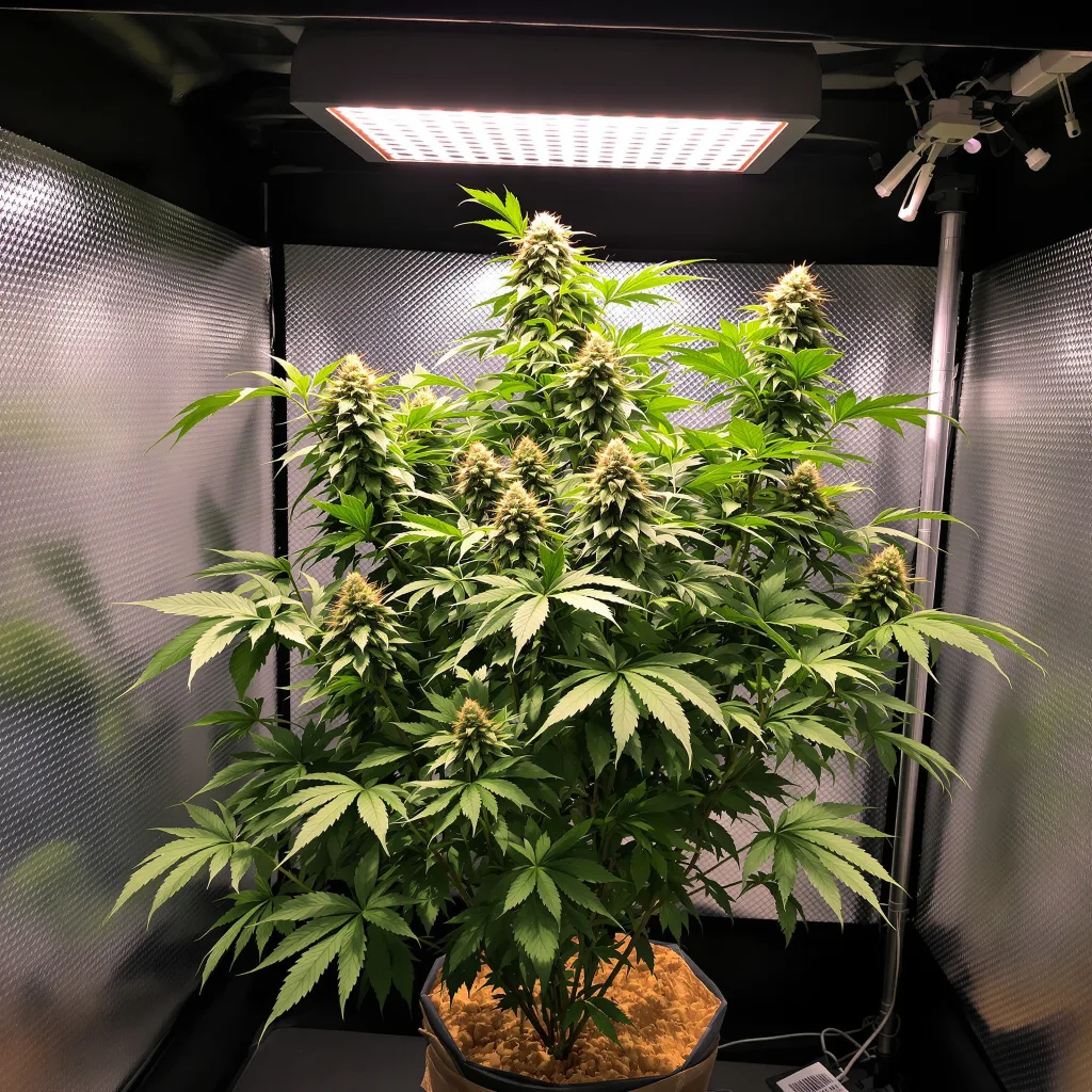 Ecto Cooler 77% Indica / 23% Sativa — Blüte mit sichtbaren Trichomen