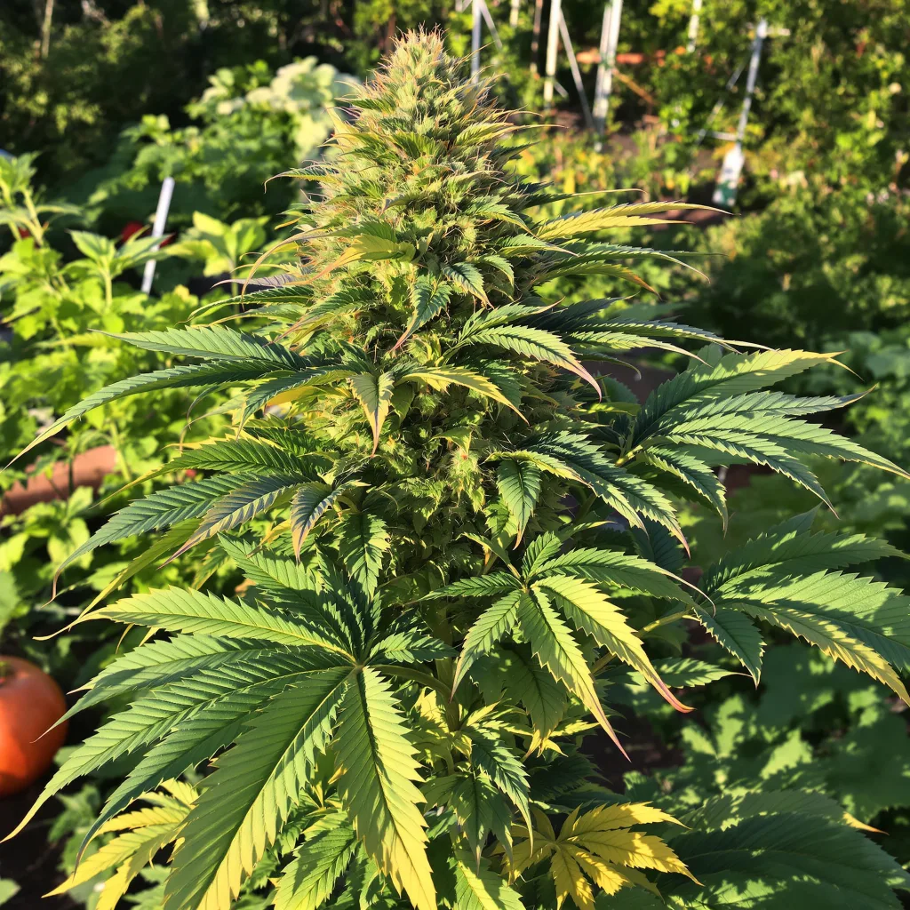 Ecto Cooler 77% Indica / 23% Sativa — Blüte mit sichtbaren Trichomen