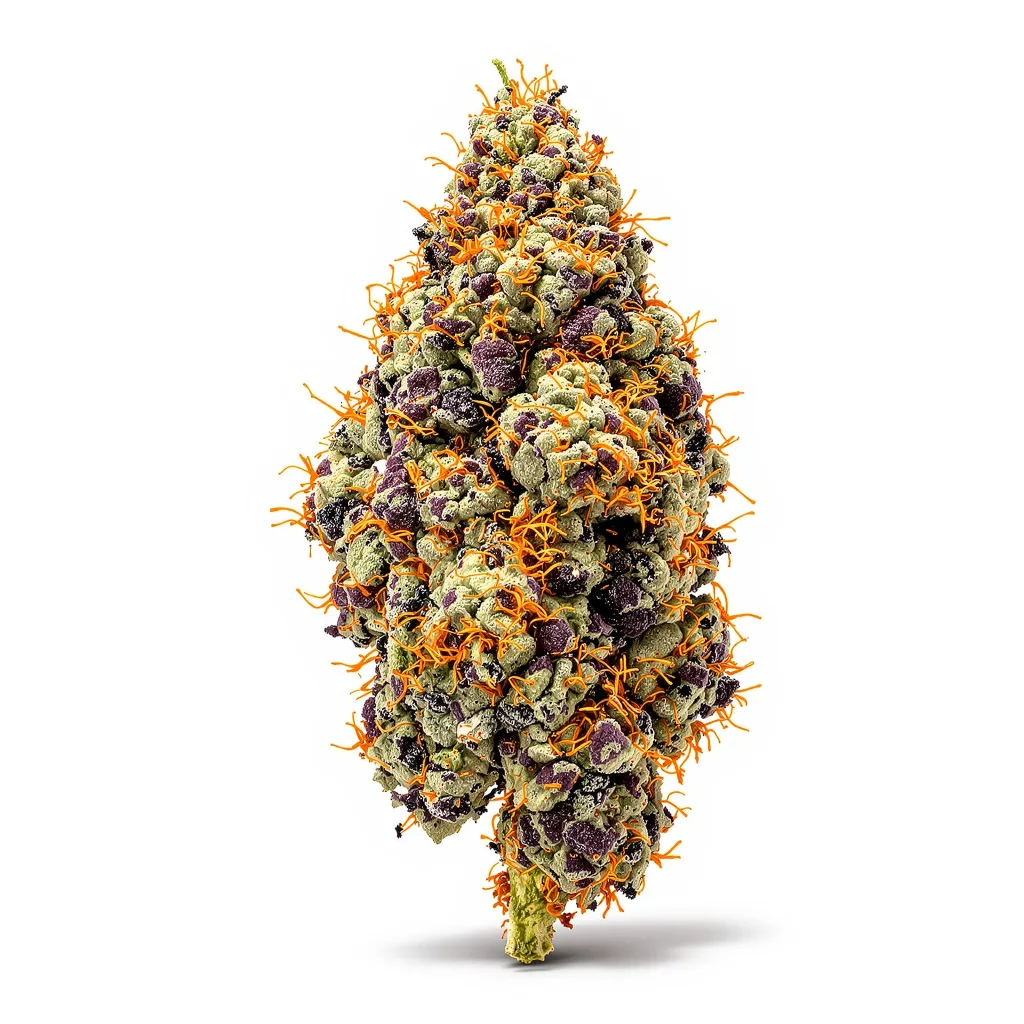 Ecto Cooler 77% Indica / 23% Sativa — Blüte mit sichtbaren Trichomen