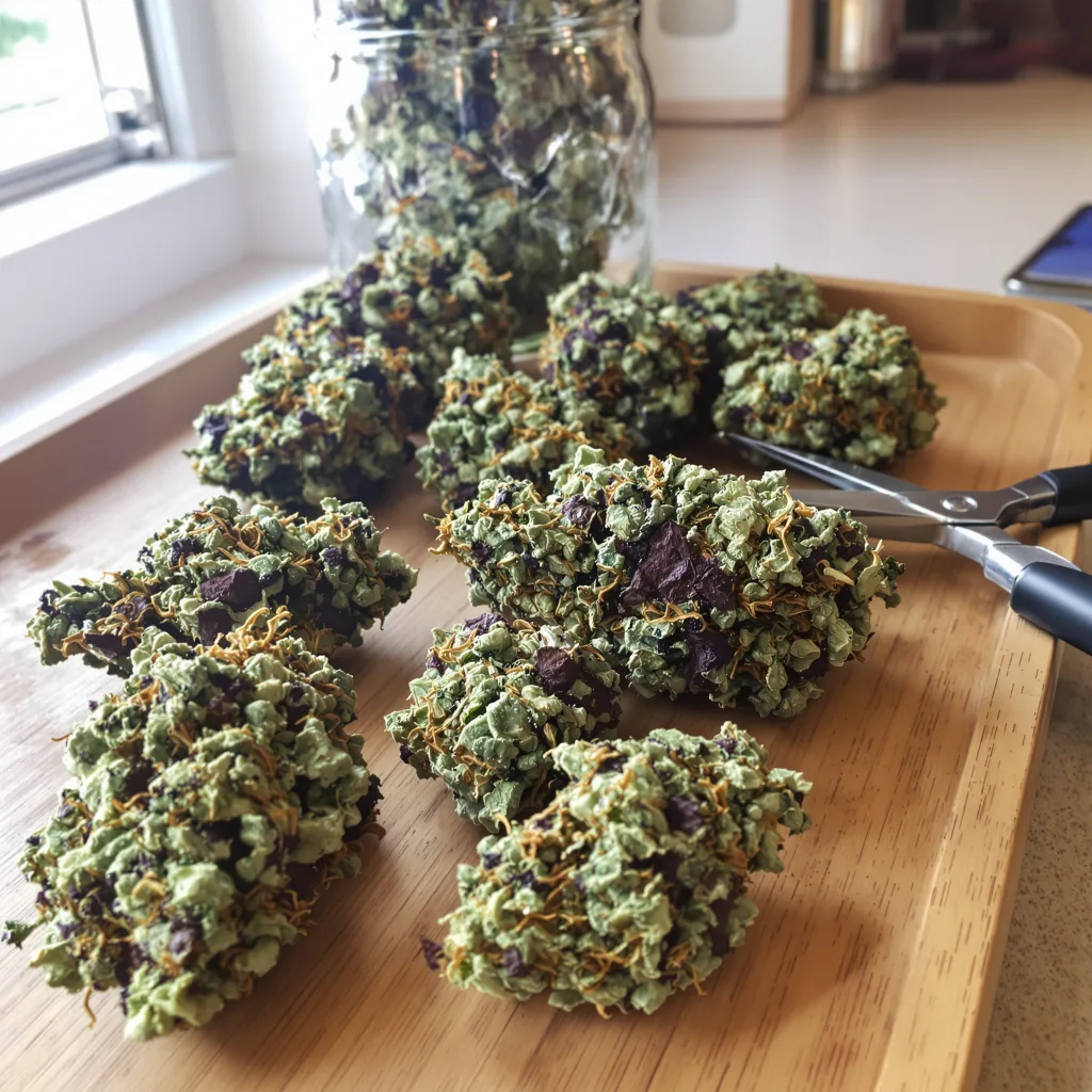 El Perro 69% Indica / 31% Sativa — Blüte mit sichtbaren Trichomen