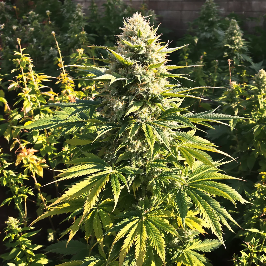 Electric Blue 86% Indica / 14% Sativa — Blüte mit sichtbaren Trichomen