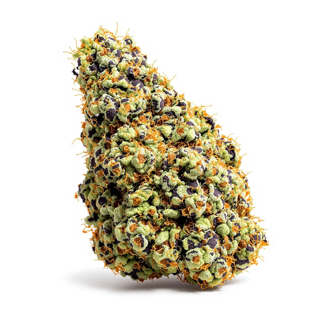 Electric Blue 86% Indica / 14% Sativa — Blüte mit sichtbaren Trichomen