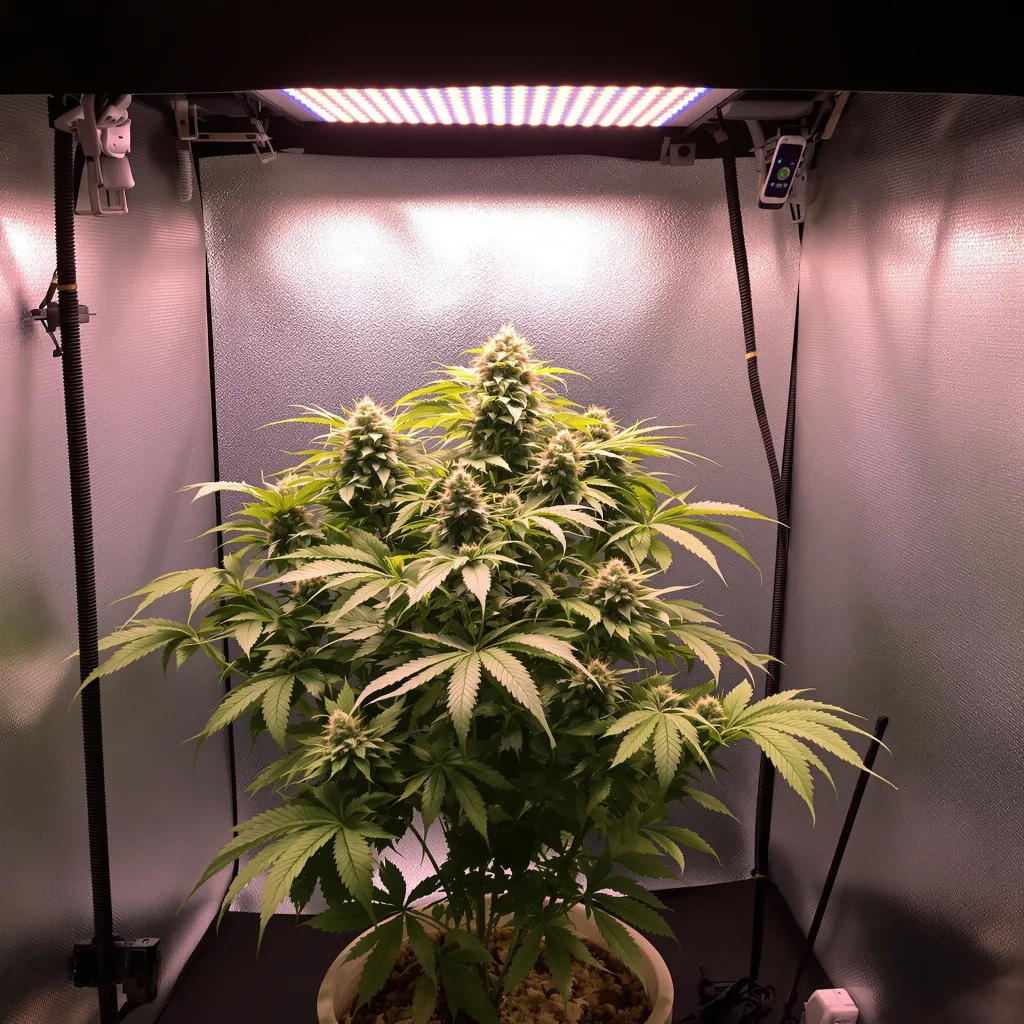 Enemy of the State 85% Indica / 15% Sativa — Blüte mit sichtbaren Trichomen