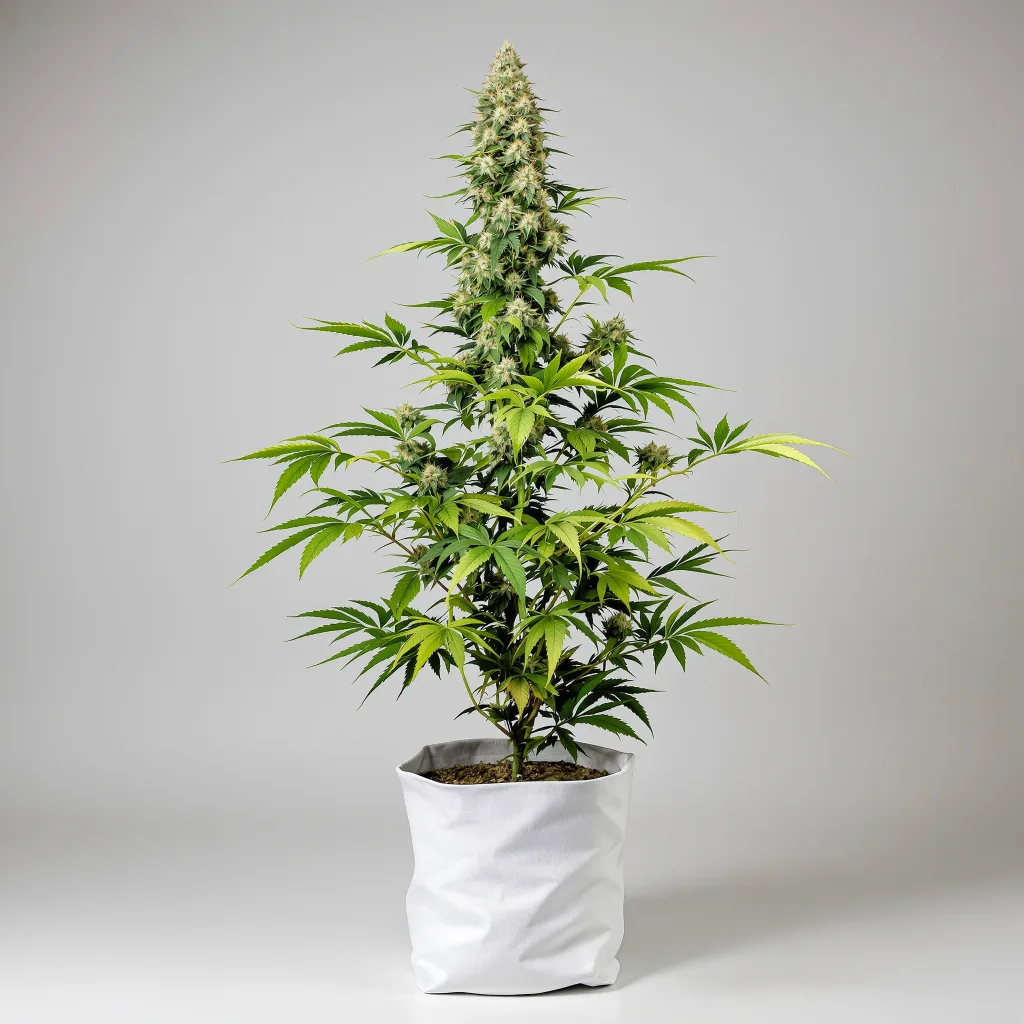 Envy Cannabisblüte Nahaufnahme mit ausgewogene Blütenstruktur mit eisigen Trichomen