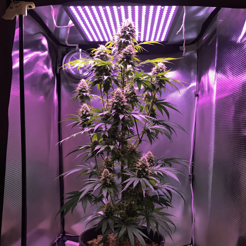 Fat Nelson 16% Indica / 84% Sativa — Blüte mit sichtbaren Trichomen