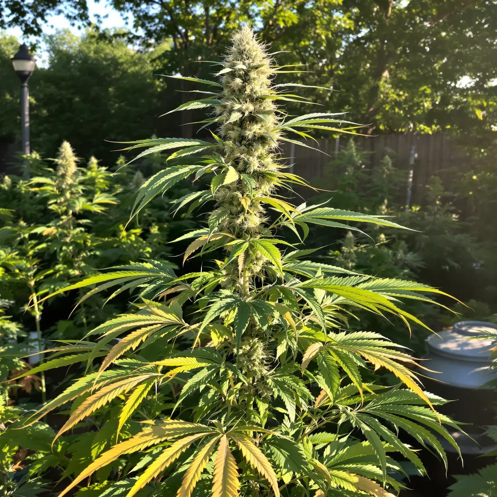 Fat Nelson 16% Indica / 84% Sativa — Blüte mit sichtbaren Trichomen