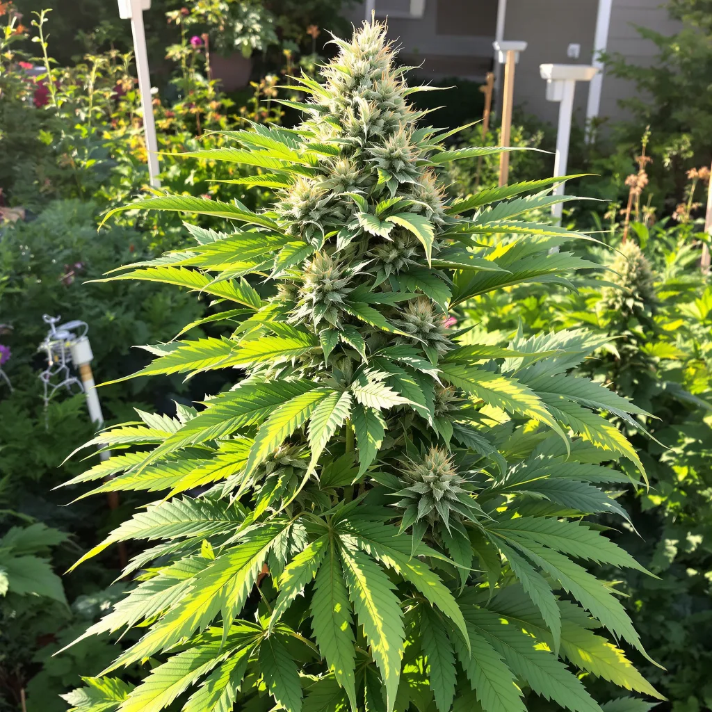 Flo OG 71% Indica / 29% Sativa — Blüte mit sichtbaren Trichomen