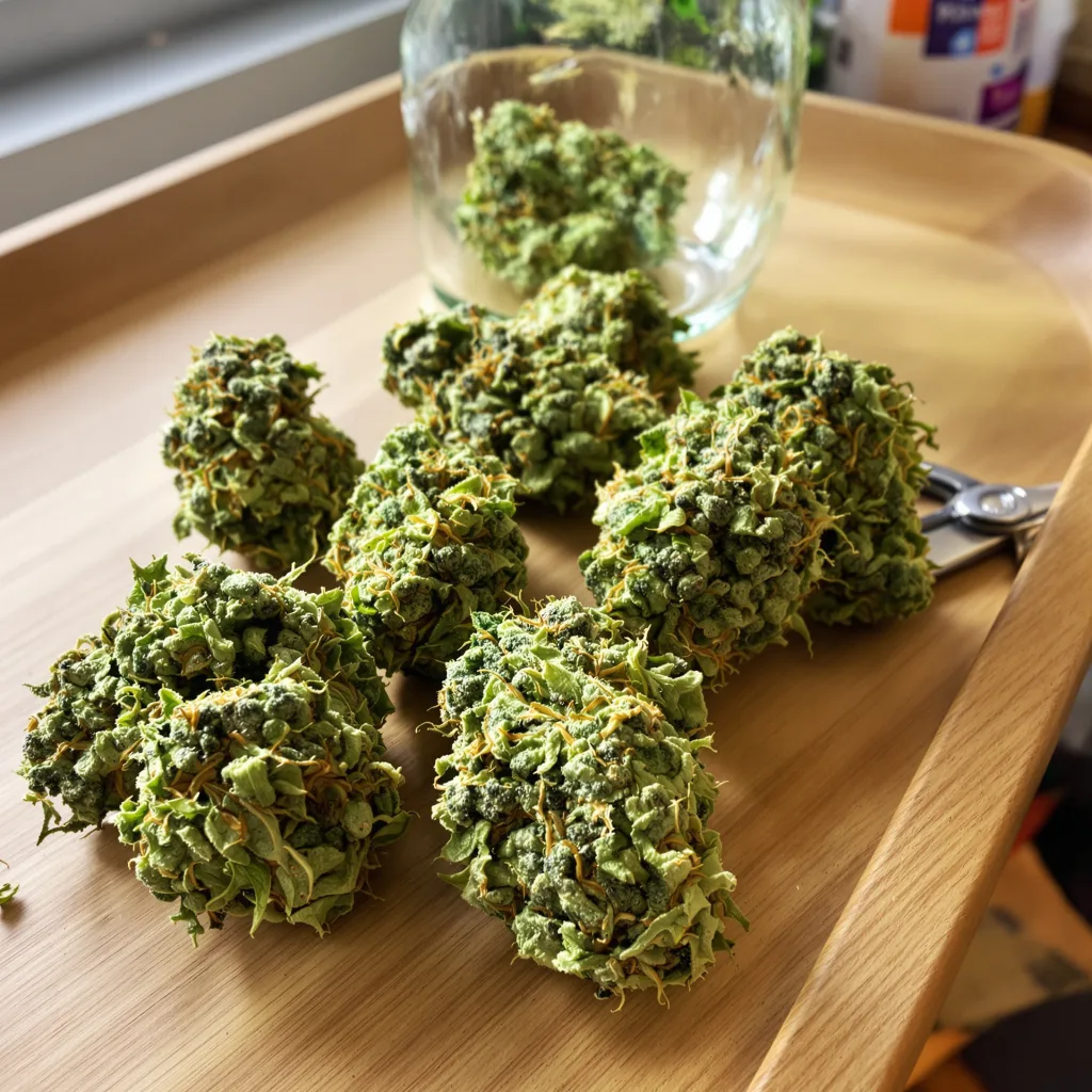 Fortune Cookies 25% Indica / 75% Sativa — Blüte mit sichtbaren Trichomen