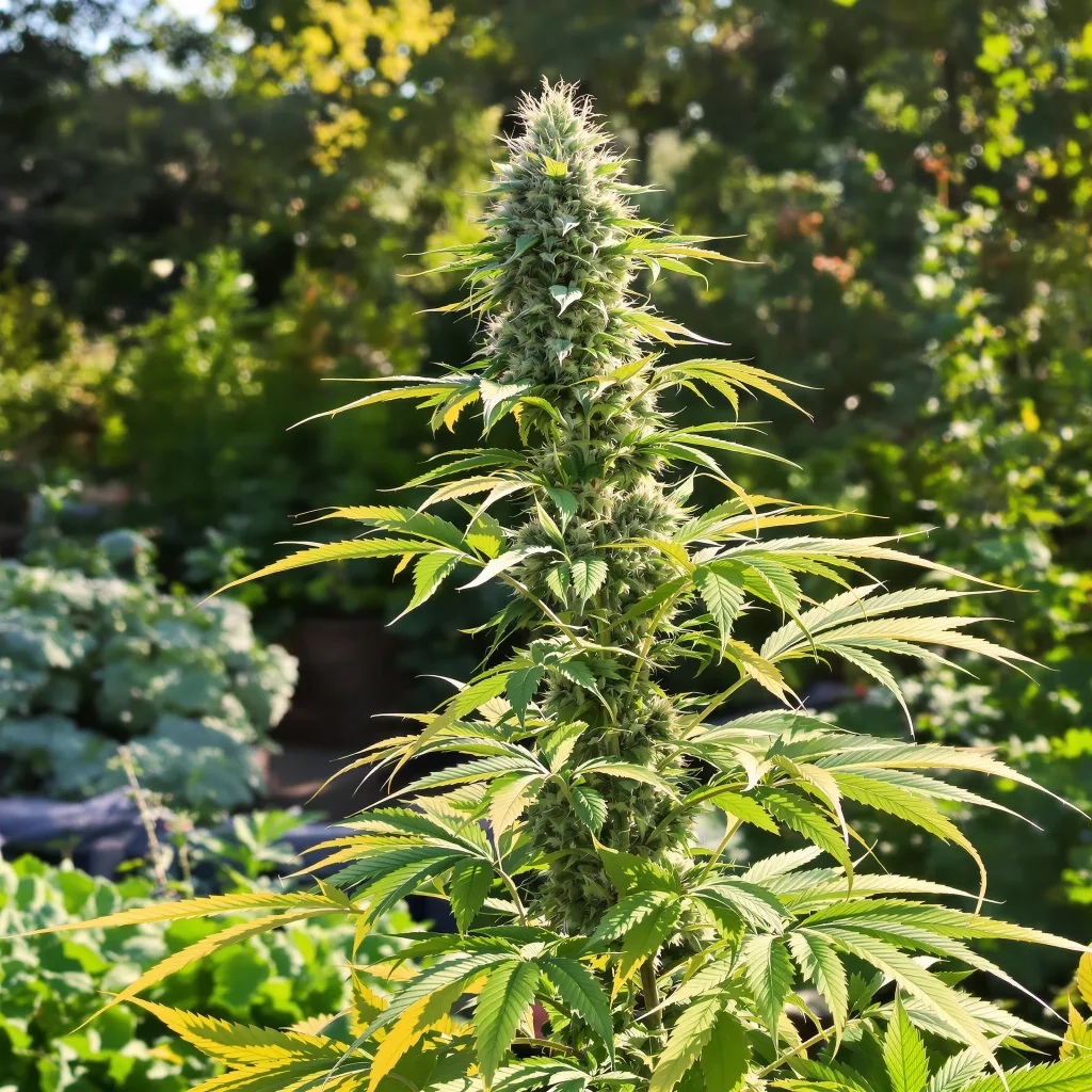 Four Star General 62% Indica / 38% Sativa — Blüte mit sichtbaren Trichomen