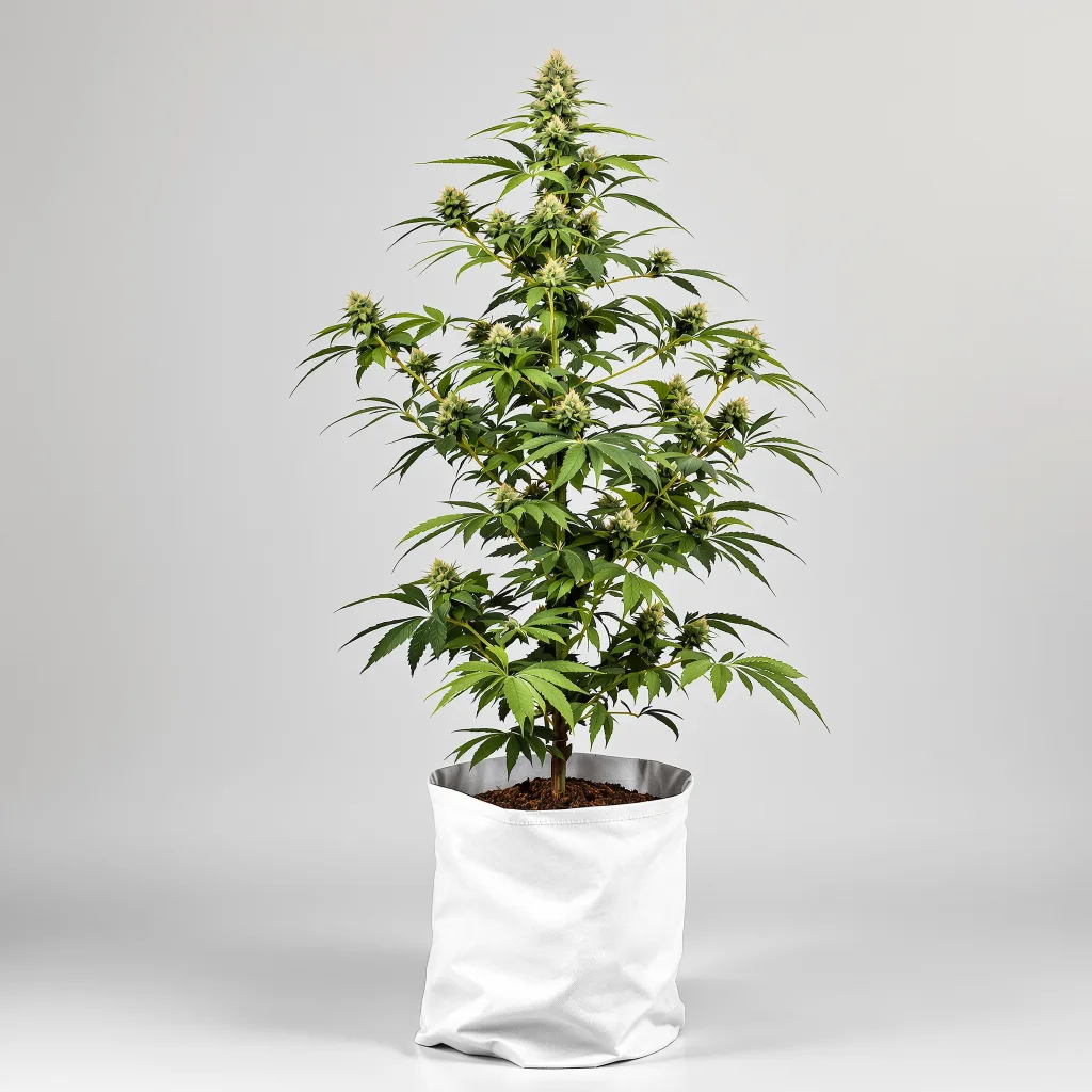 Fruity Pebbles Cannabisblüte Nahaufnahme mit ausgewogene Blütenstruktur mit eisigen Trichomen