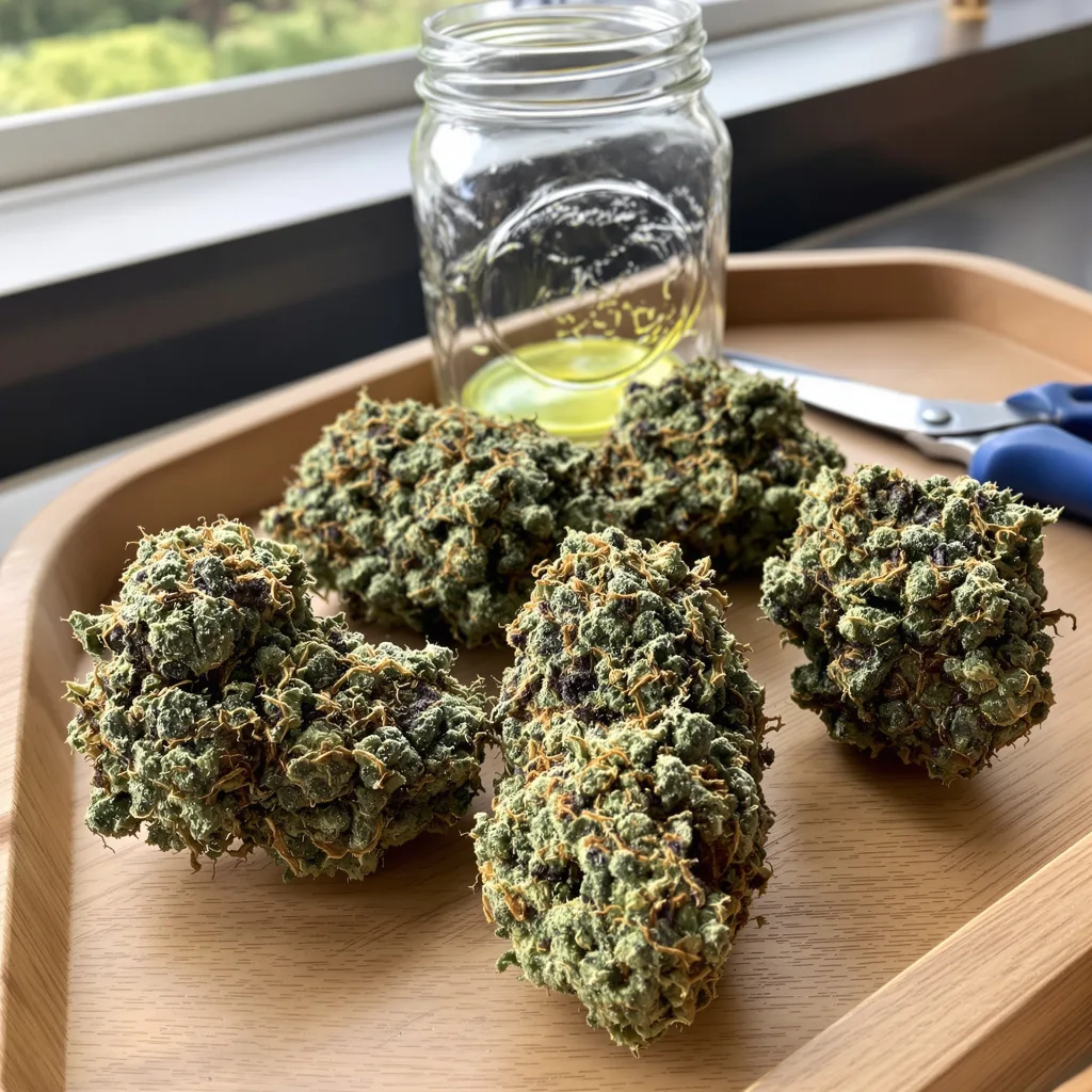 G.O.A.T Mixpack 45% Indica / 55% Sativa — Blüte mit sichtbaren Trichomen