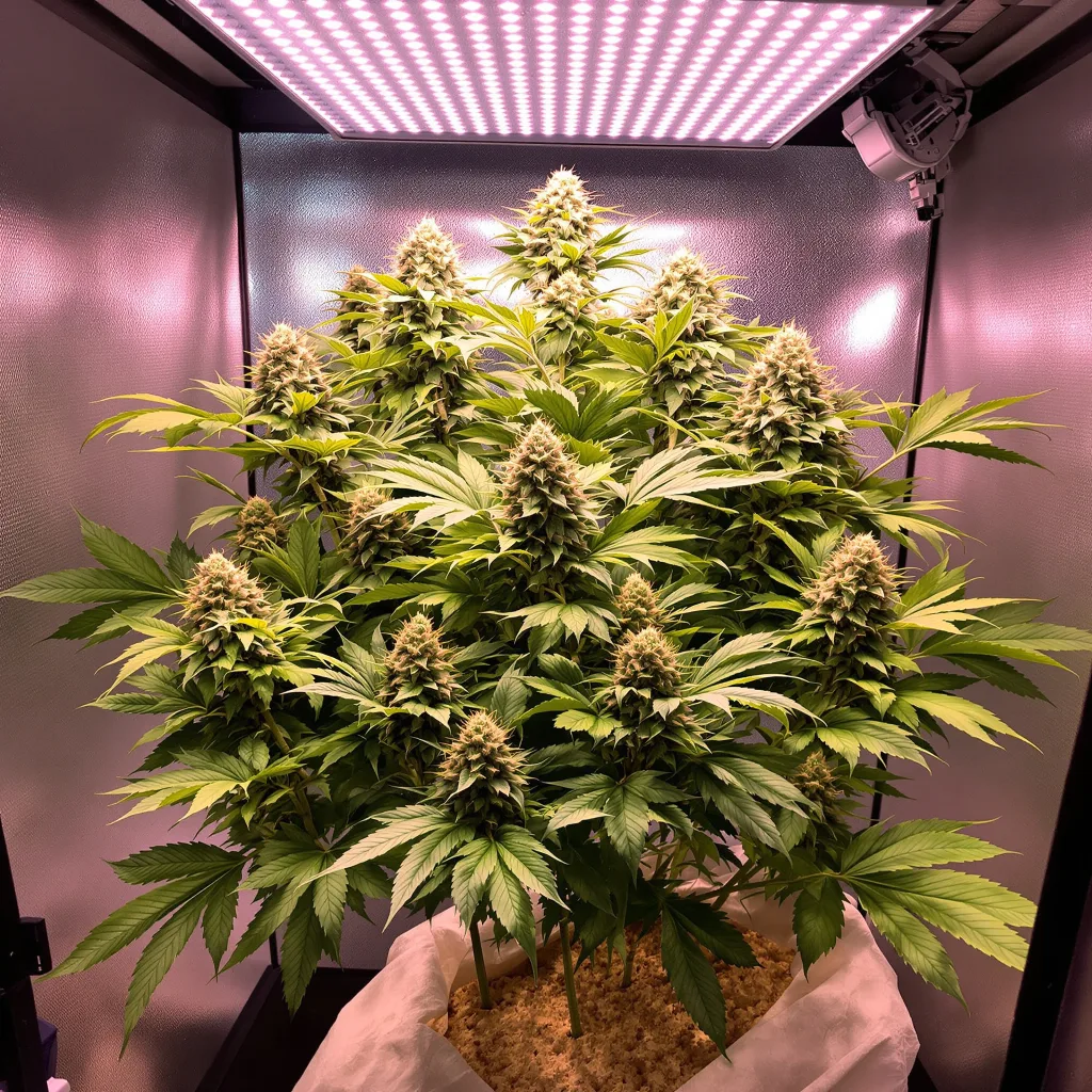 G13 85% Indica / 15% Sativa — Blüte mit sichtbaren Trichomen