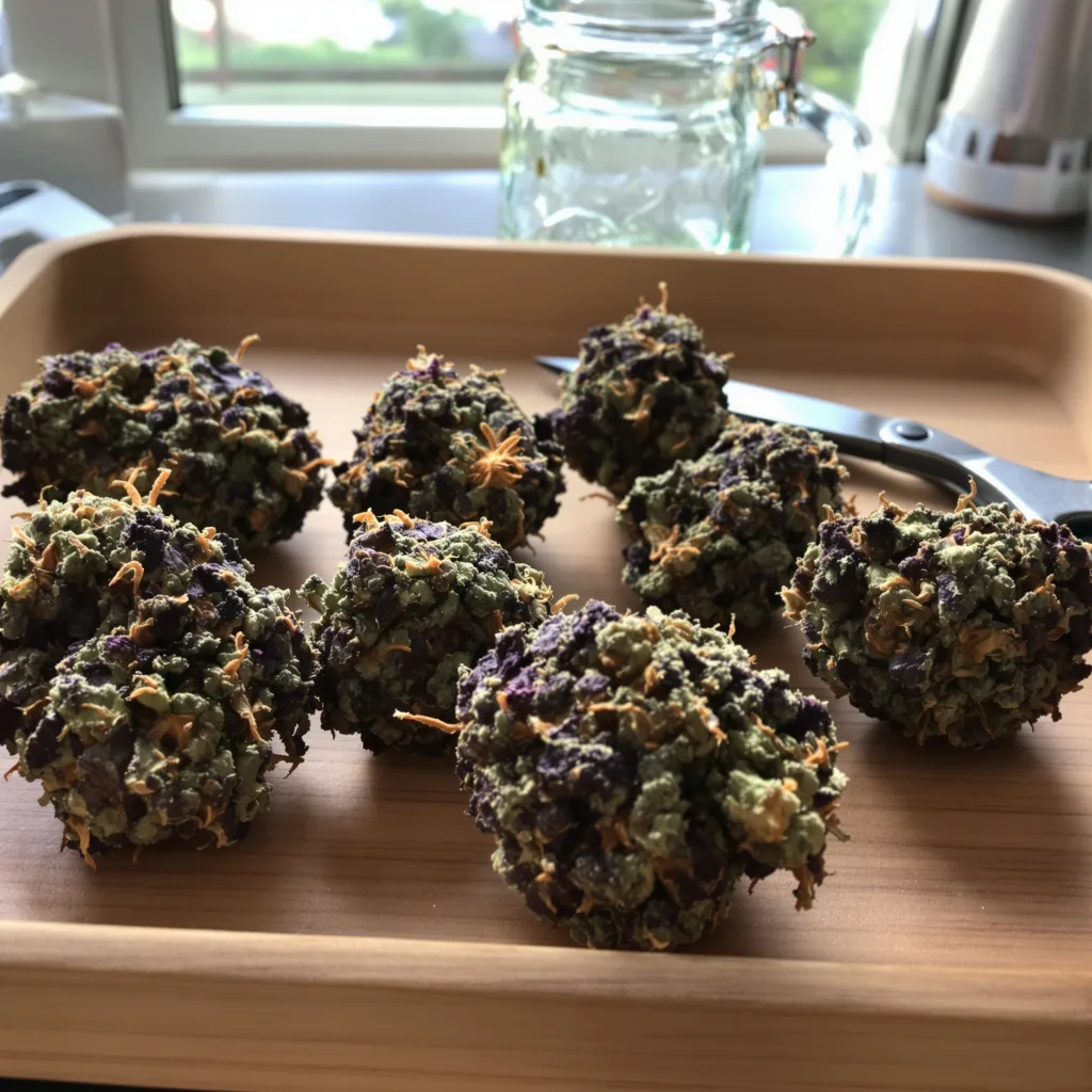 Gator Breath 88% Indica / 12% Sativa — Blüte mit sichtbaren Trichomen