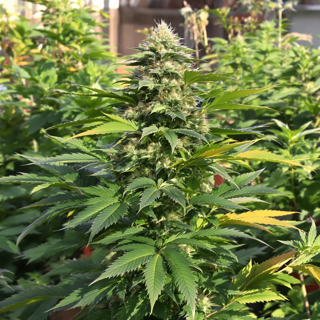 Ghost OG 75% Indica / 50% Sativa — Blüte mit sichtbaren Trichomen