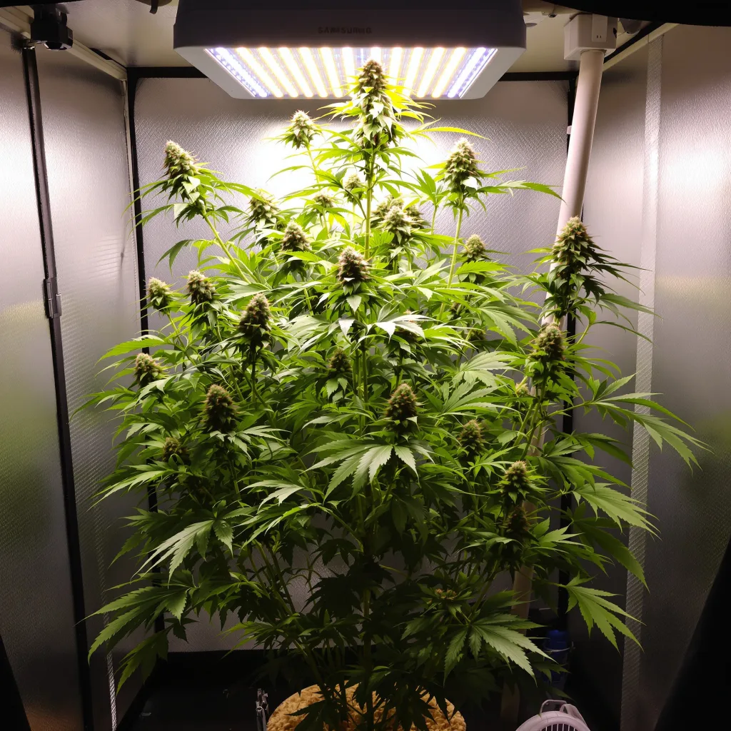 Ghost Train Haze 20% Indica / 80% Sativa — Blüte mit sichtbaren Trichomen