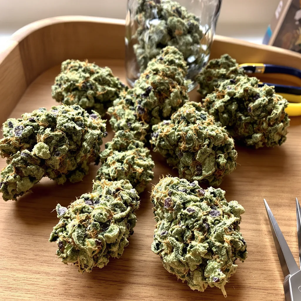 Glass Slipper 50% Indica / 65% Sativa — Blüte mit sichtbaren Trichomen