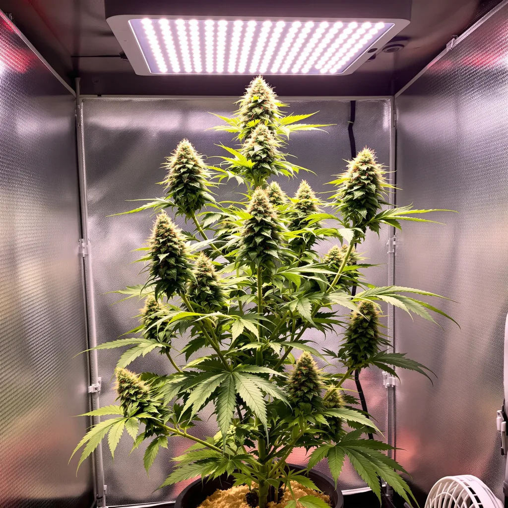 Go Time 53% Indica / 47% Sativa — Blüte mit sichtbaren Trichomen