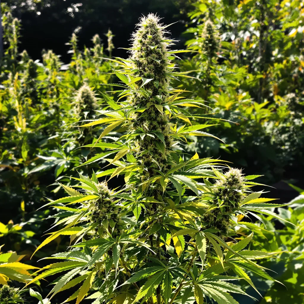 Go Time 53% Indica / 47% Sativa — Blüte mit sichtbaren Trichomen