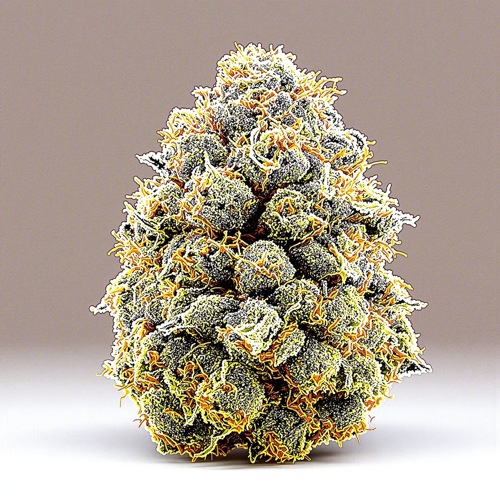 Goat Milk 36% Indica / 64% Sativa — Blüte mit sichtbaren Trichomen