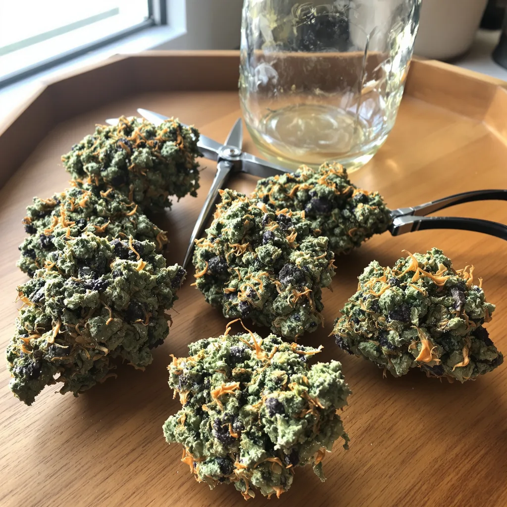 G.O.A.T Pack 50% Indica / 50% Sativa — Blüte mit sichtbaren Trichomen