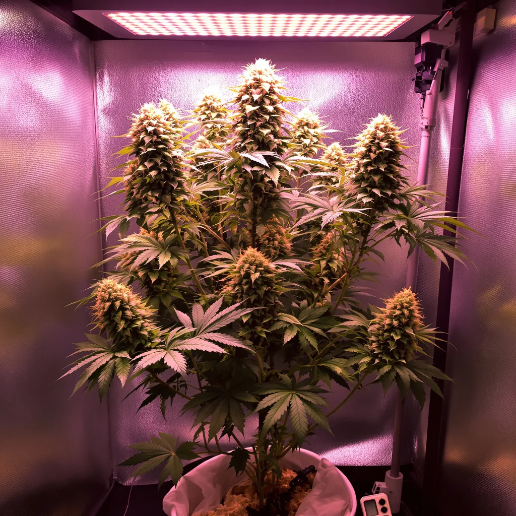G.O.A.T Pack 50% Indica / 50% Sativa — Blüte mit sichtbaren Trichomen