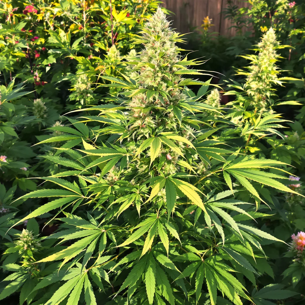 Gobbilygoo 68% Indica / 32% Sativa — Blüte mit sichtbaren Trichomen