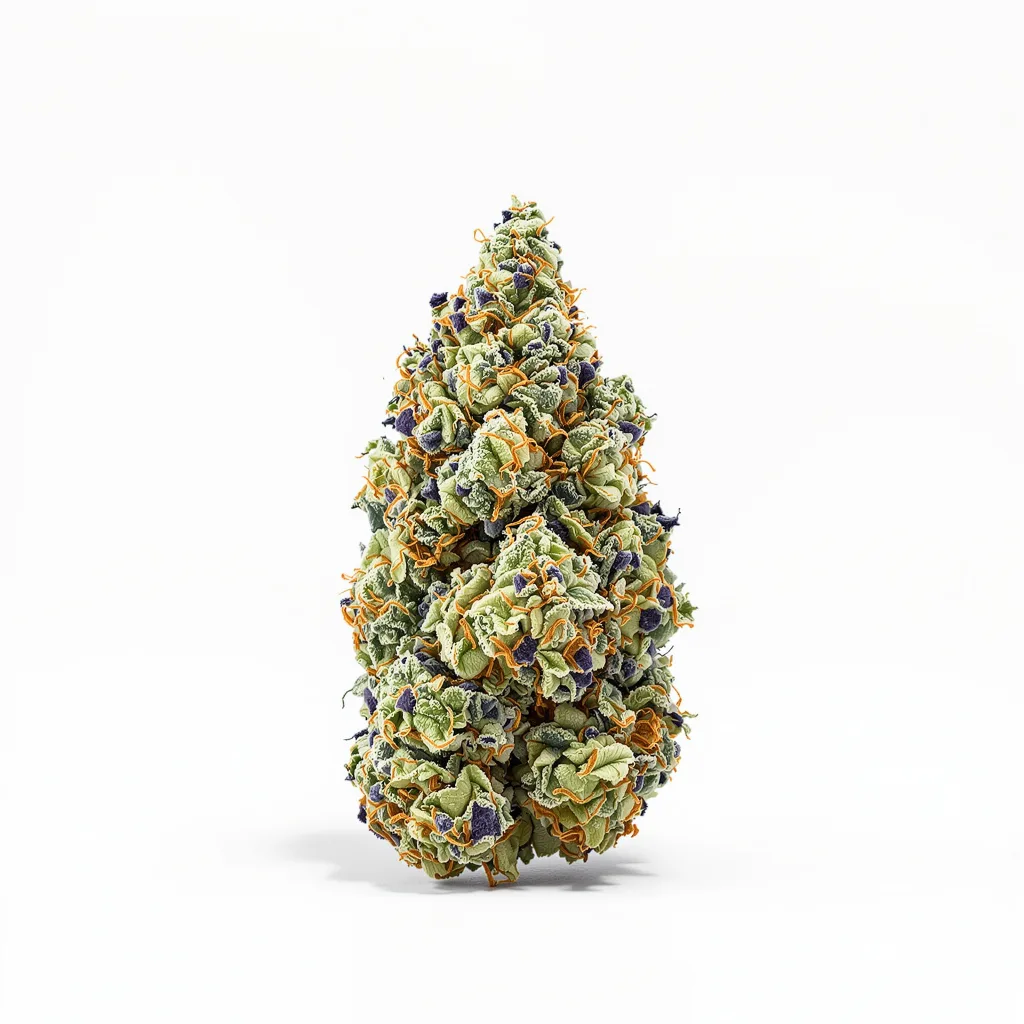 God Bud 50% Indica / 50% Sativa — Blüte mit sichtbaren Trichomen