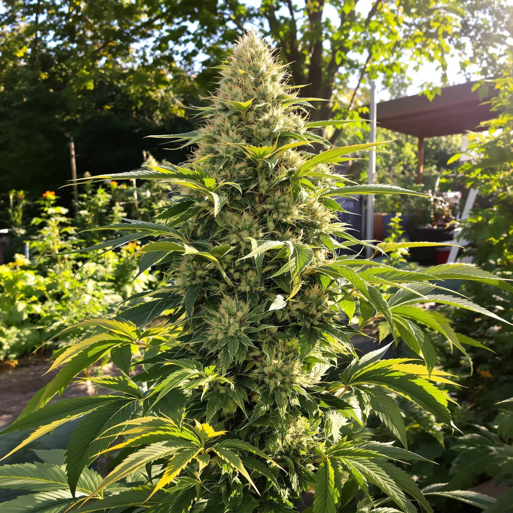 God's Green Crack 50% Indica / 40% Sativa — Blüte mit sichtbaren Trichomen