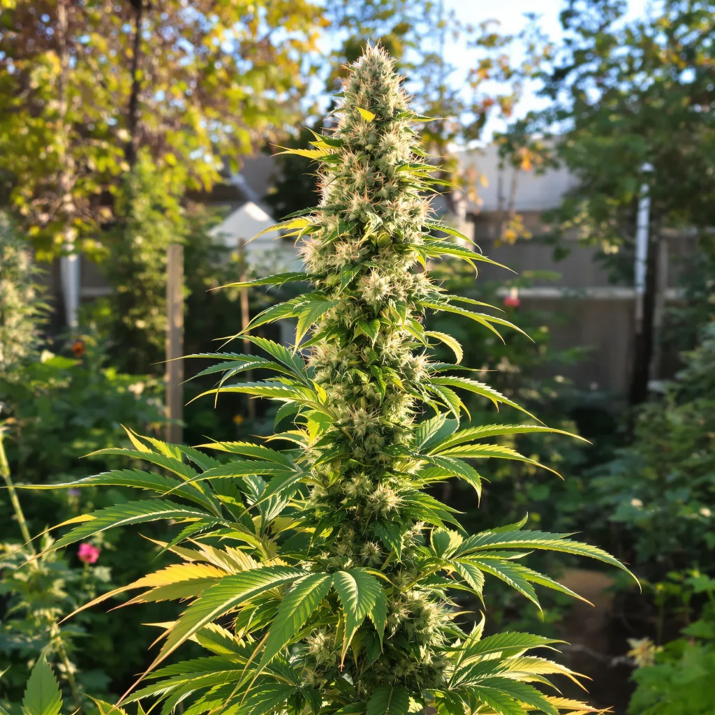 Godzilla Cookies 49% Indica / 51% Sativa — Blüte mit sichtbaren Trichomen