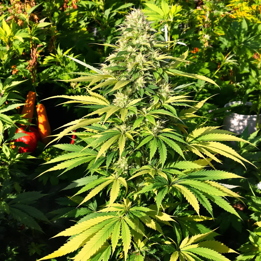 Godzilla 70% Indica / 30% Sativa — Blüte mit sichtbaren Trichomen