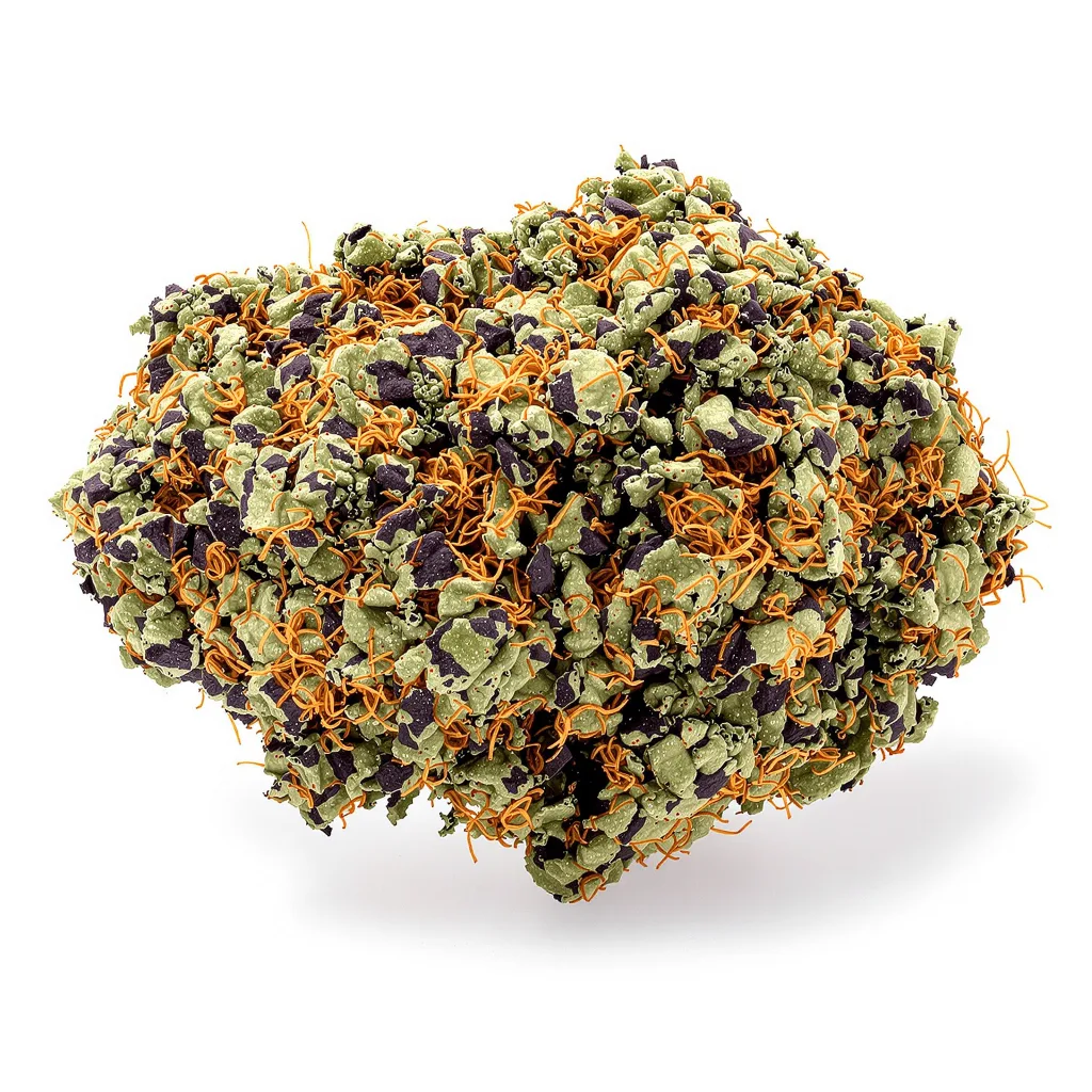 Godzilla 70% Indica / 30% Sativa — Blüte mit sichtbaren Trichomen