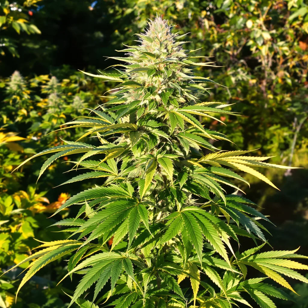 Godzilla Glue 69% Indica / 31% Sativa — Blüte mit sichtbaren Trichomen