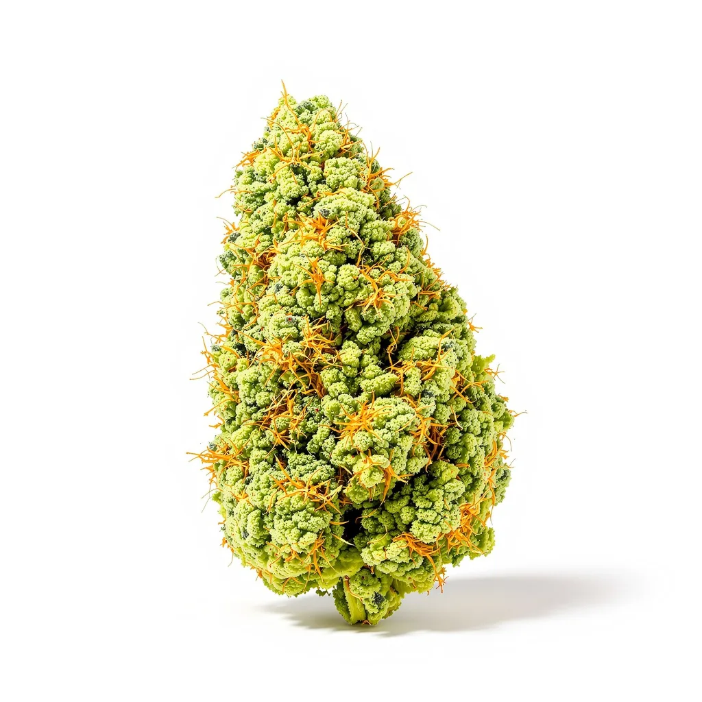 Goji OG 20% Indica / 80% Sativa — Blüte mit sichtbaren Trichomen