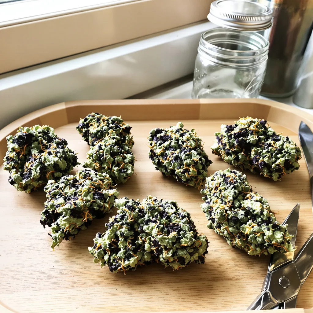 Gold Leaf 88% Indica / 12% Sativa — Blüte mit sichtbaren Trichomen