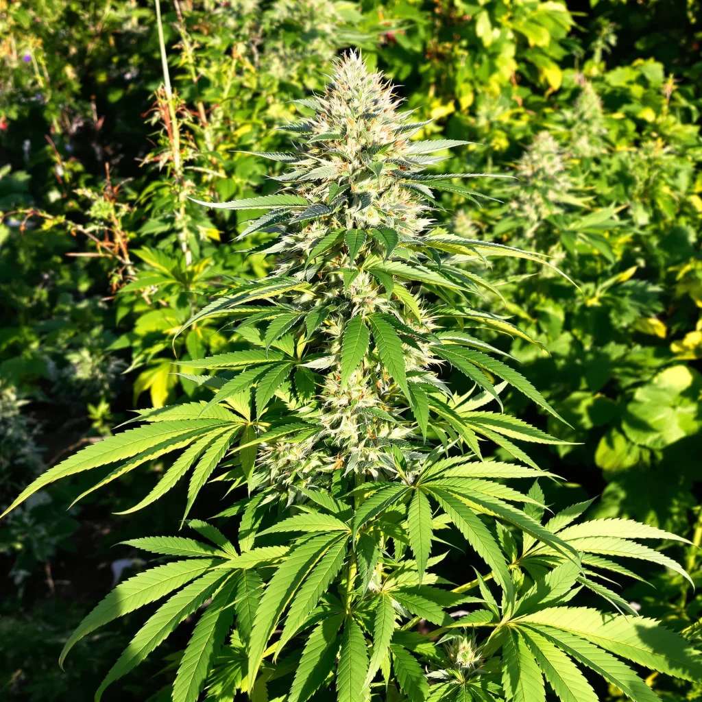 Goldberry 66% Indica / 34% Sativa — Blüte mit sichtbaren Trichomen