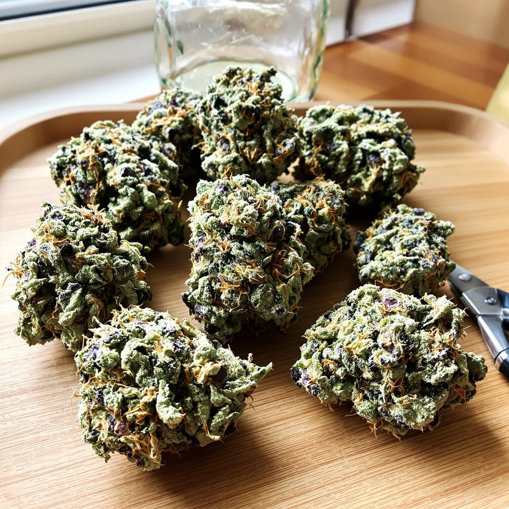 Golden Pineapple 50% Indica / 50% Sativa — Blüte mit sichtbaren Trichomen