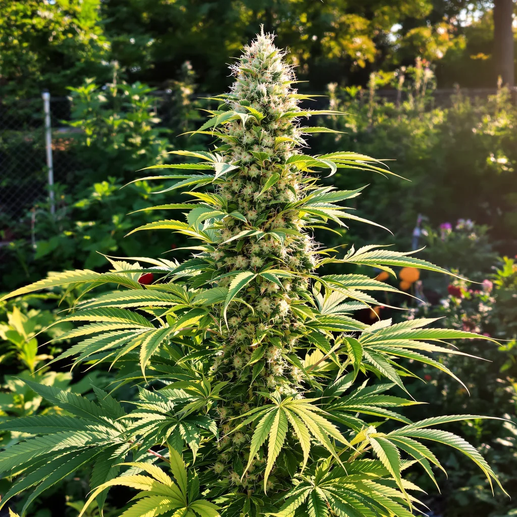 Golden Pineapple 50% Indica / 50% Sativa — Blüte mit sichtbaren Trichomen