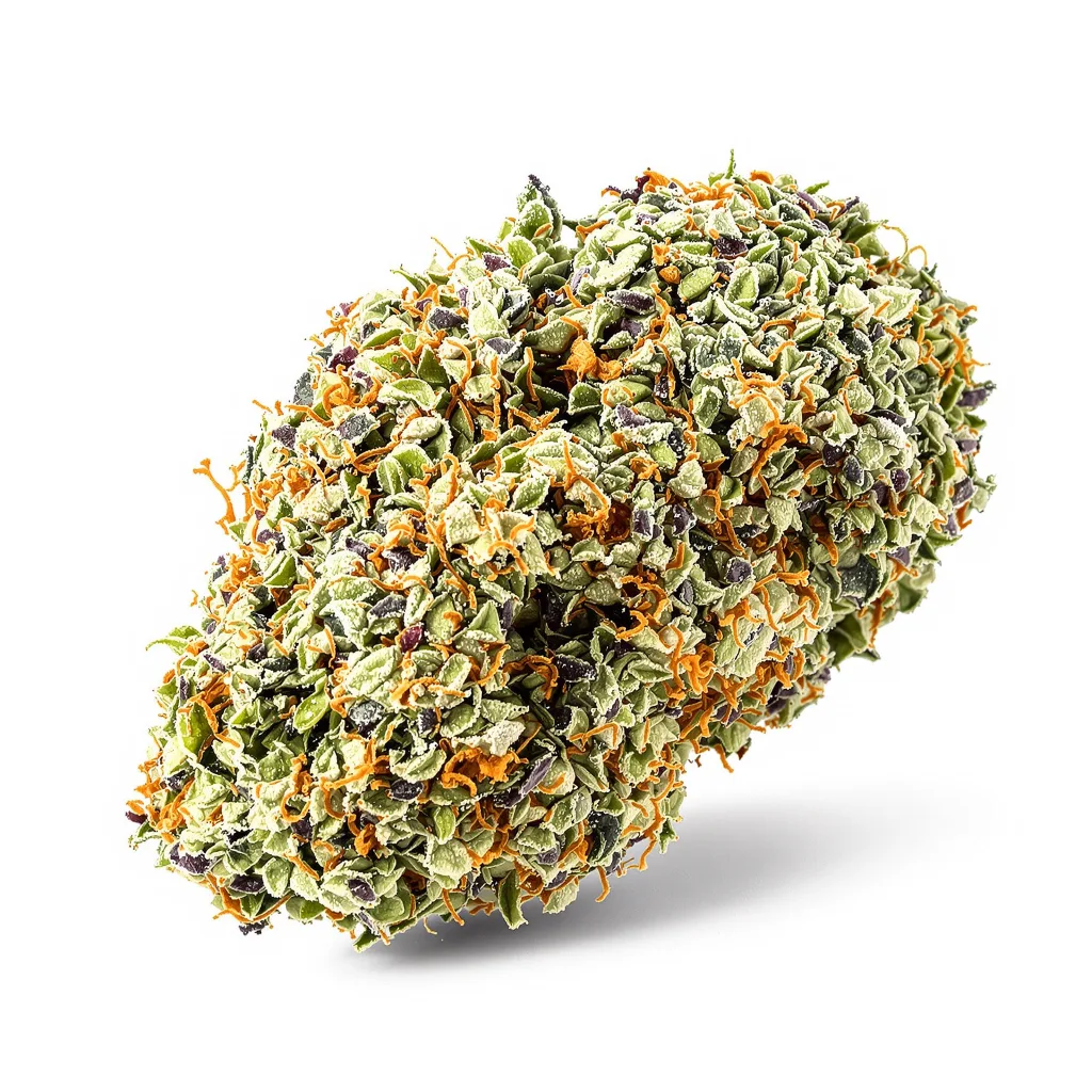 Golden Pineapple 50% Indica / 50% Sativa — Blüte mit sichtbaren Trichomen