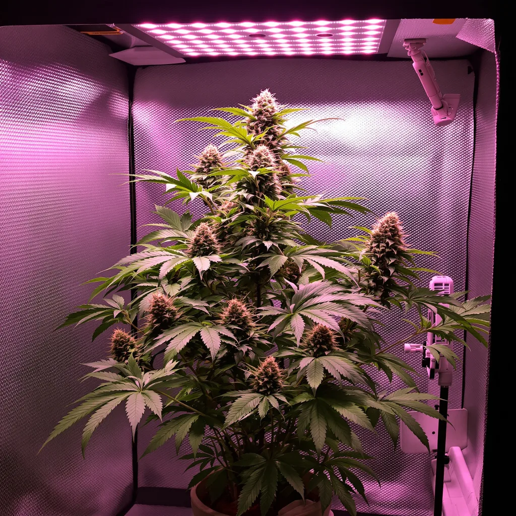 Gorilla Biscuit 67% Indica / 33% Sativa — Blüte mit sichtbaren Trichomen