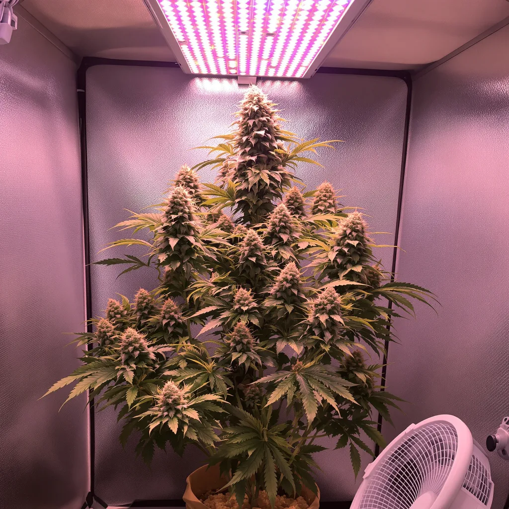 Gorilla Glue #4 60% Indica / 50% Sativa — Blüte mit sichtbaren Trichomen